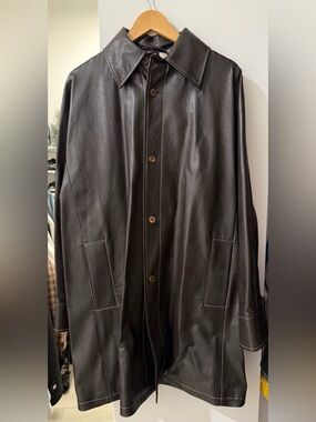 Men's Dark Brown Leather Button-Front Coat SEFR
TRICOLA COAT